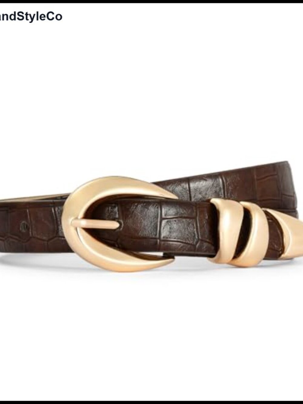 Faux Leather Women's Belt with Gold Buckle Adjustable